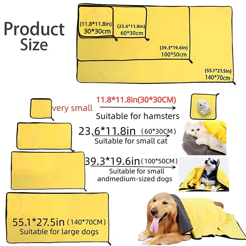 Quick-drying Pet Dog and Cat Towels Soft Fiber Towels Water-absorbent Bath Towel Convenient Pet Shop Cleaning Towel Pet