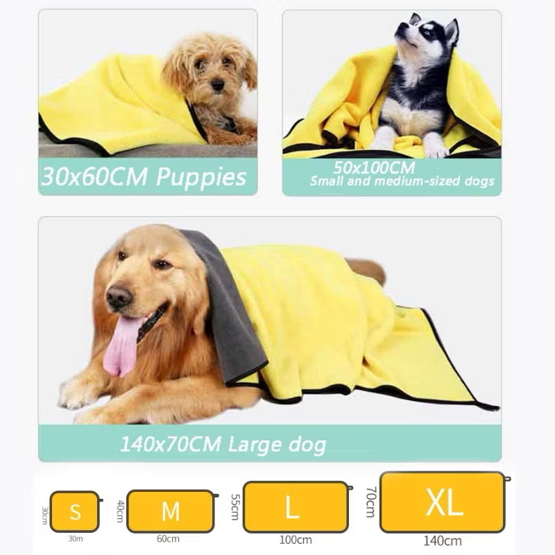 Quick-drying Pet Dog and Cat Towels Soft Fiber Towels Water-absorbent Bath Towel Convenient Pet Shop Cleaning Towel Pet